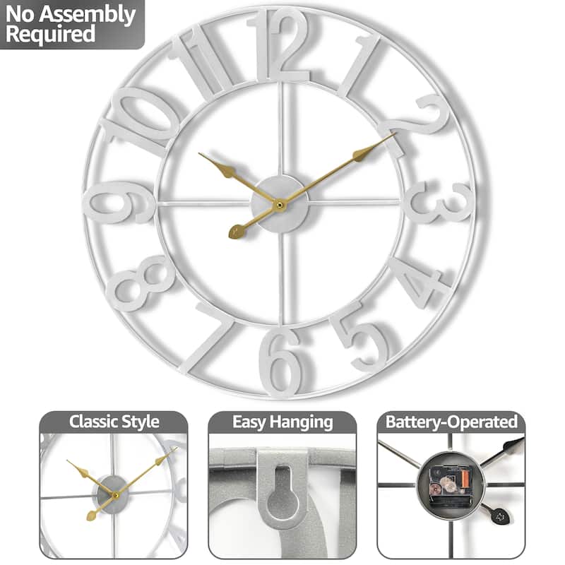 Sorbus Large 16 inch Decorative Round Analog Wall Clock Battery Operated With Numeral Style Design - 16"