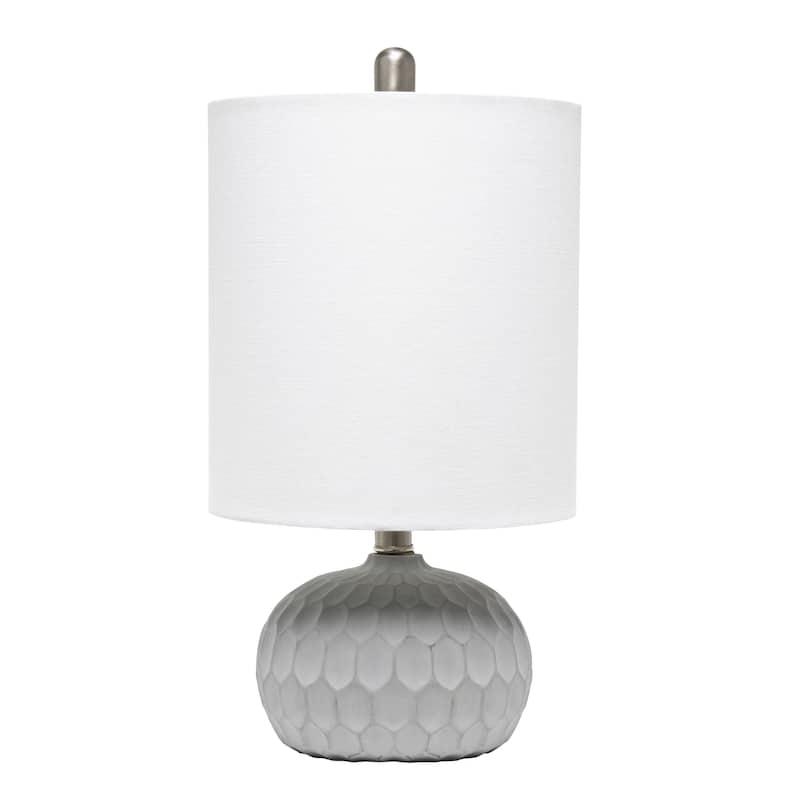 HomeRoots 19" Gray Concrete Geometric Table Lamp With White Drum Shade - 10.00 in. x 19.00 in. x 10.00 in.