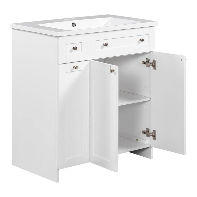 30 Inch MDF Freestanding Bathroom Vanity Set in White/ Grey/ Blue