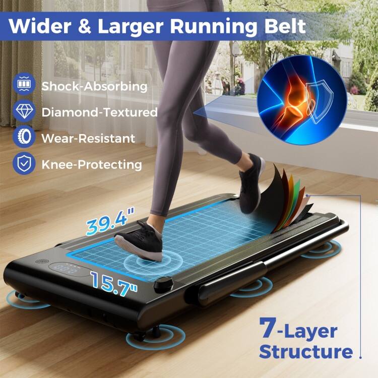 3-in-1 Metal Folding Treadmill with Smart Apps Remote Control and LED Display - 52.5" x 27" x 42.7" (L x W x H)