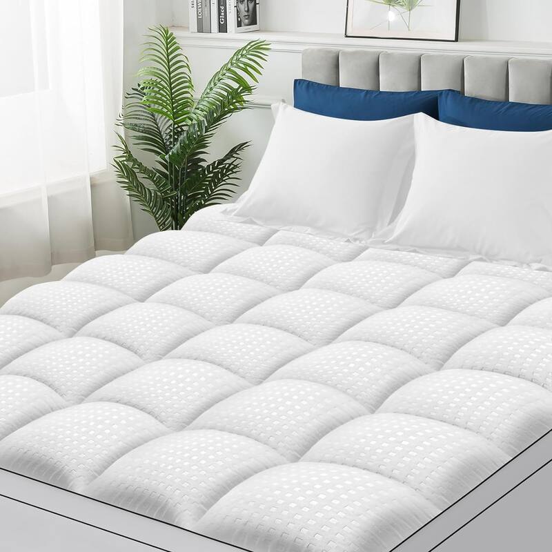 Extra Thick&Down Alternative Mattress Topper With 8-21 Inch Deep Pocket - King - White