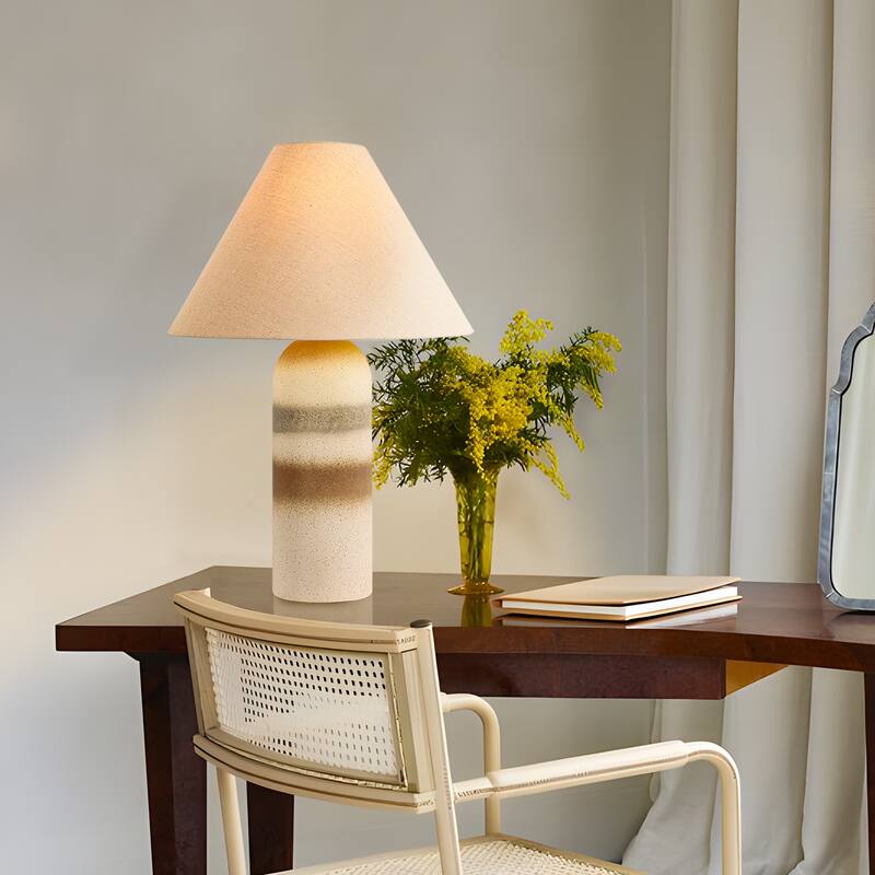 Ceramic Table Lamp with Drum Linen Shade