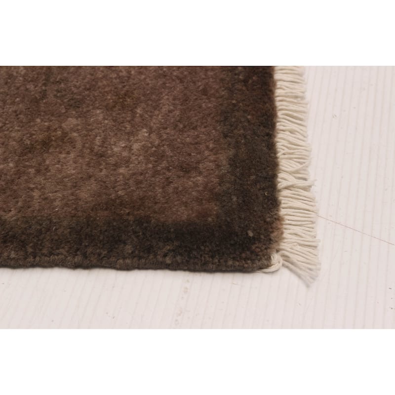 ECARPETGALLERY Hand-knotted Vibrance Dark Brown Wool Rug - 6'1 x 8'9