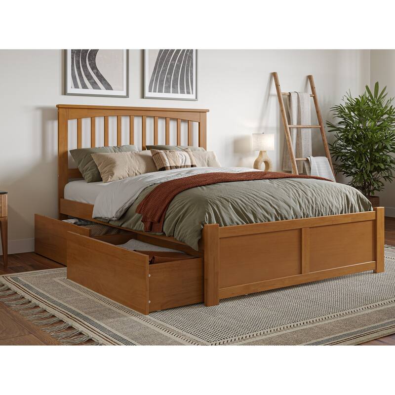 Mission Platform Bed with Footboard and Storage Drawers - Light Toffee - Full
