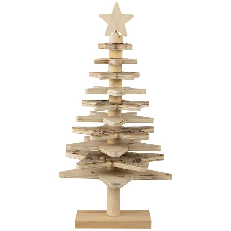Star Cut-Outs Wooden Tree Christmas Decoration - 20.5"