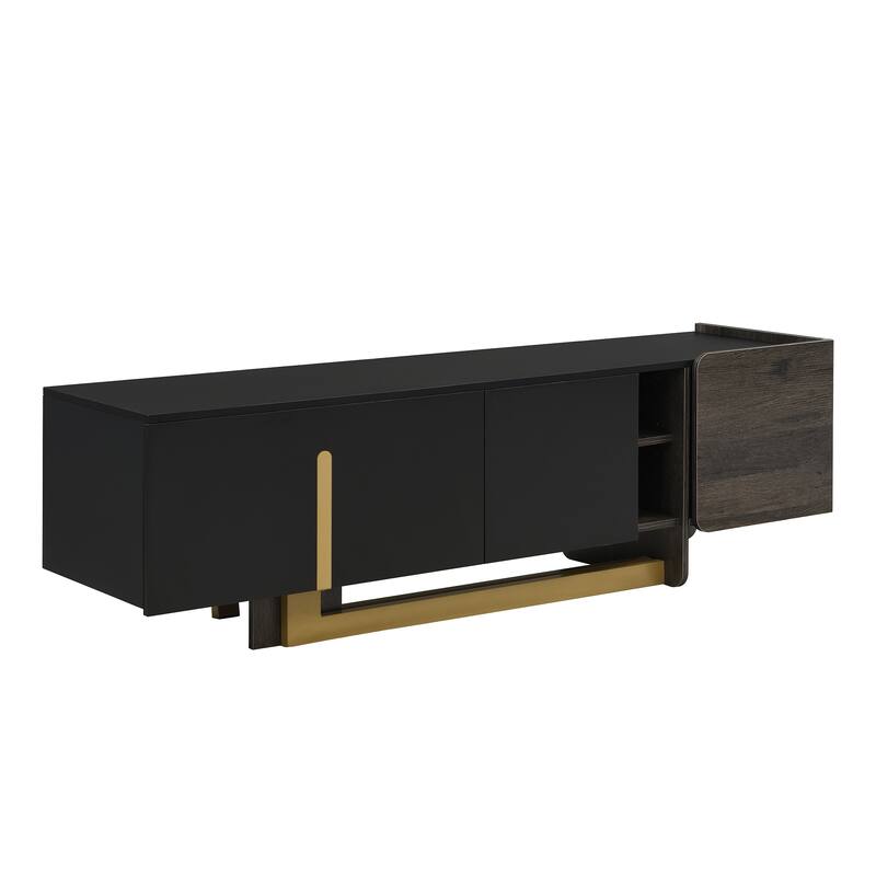 66.7" Light Luxury TV Stand for TVs up to 70 Inches, Modern TV Cabinet with Metal Legs,1 Drawer, 2 Cabinets