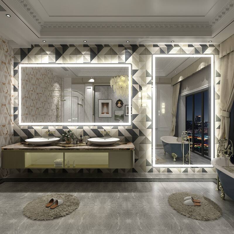 UL Certified Frameless LED Front Light and Backlit Wall Bathroom Vanity Mirror