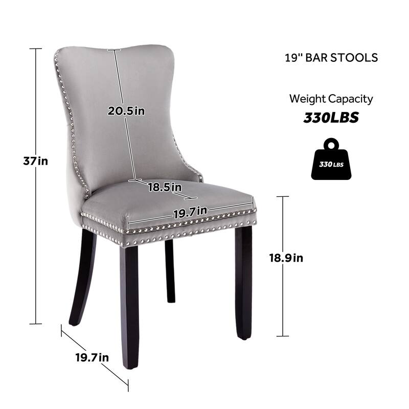 Velvet Upholstered Wingback Dining Chairs Set of 2