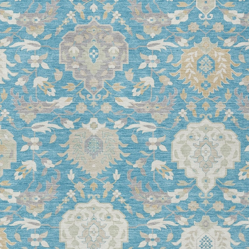 HomeRoots Damask Traditional Rectangle Outdoor Rug