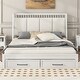 preview thumbnail 11 of 16, Full Size Wood Platform Bed with Upholstered Headboard and 2 Drawers, White