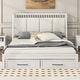 preview thumbnail 1 of 10, Queen Platform Kids Bed Frame with Upholstered Headboard & Drawers, Antique White White - Queen