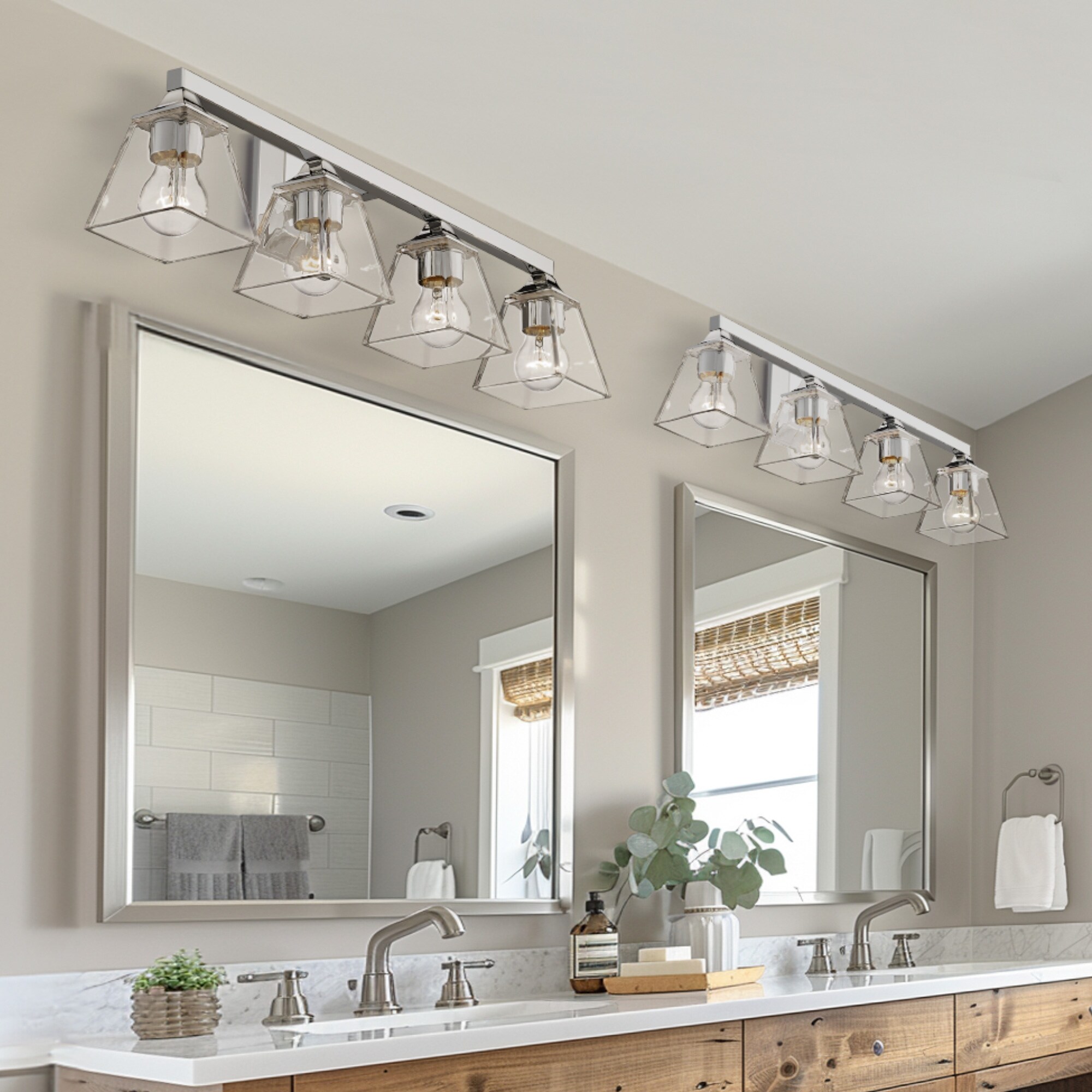 3/4/5-Light Farmhouse Bathroom Vanity Lights, Mirror Lights - On