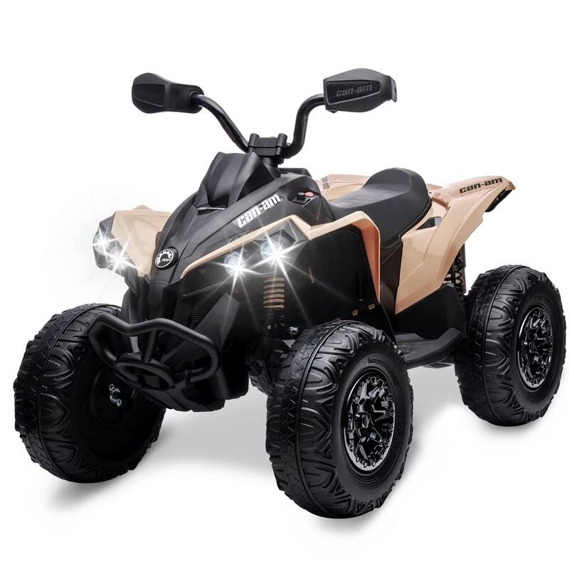 Kids ATV 4 Wheeler, 12V Ride on Toy Car Bombardier Licensed BRP Can-am - Beige