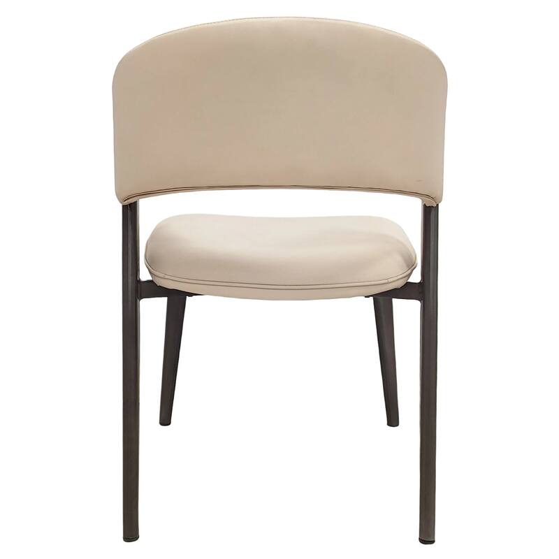 Modern Leather Dining Chair - Upholstered Accent Chair with Metal Legs, Curved Open Back & No Assembly - For Kitchen or Office