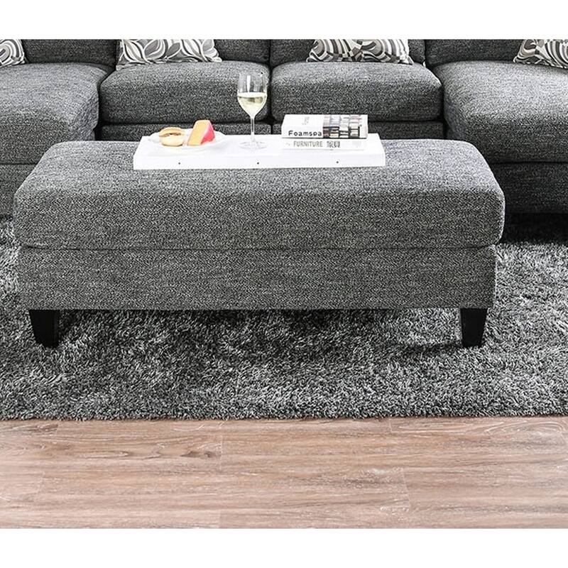 Living Room 1pc Ottoman Transitional Style Chenille Fabric Color Tappered Feet Couch Ottoman