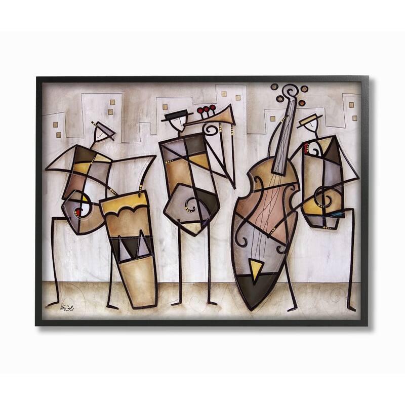 Stupell Musical Trio Abstract Modern Painting Black Framed Wall Art, Design By Artist Eric Waugh - Brown