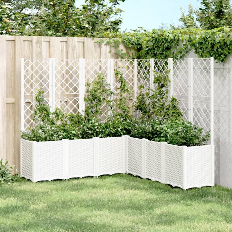 vidaXL Garden Planter with Trellis Plant Pot Vegetable Flower Box Outdoor PP - 63.0 x 63.0 x 55.1 in