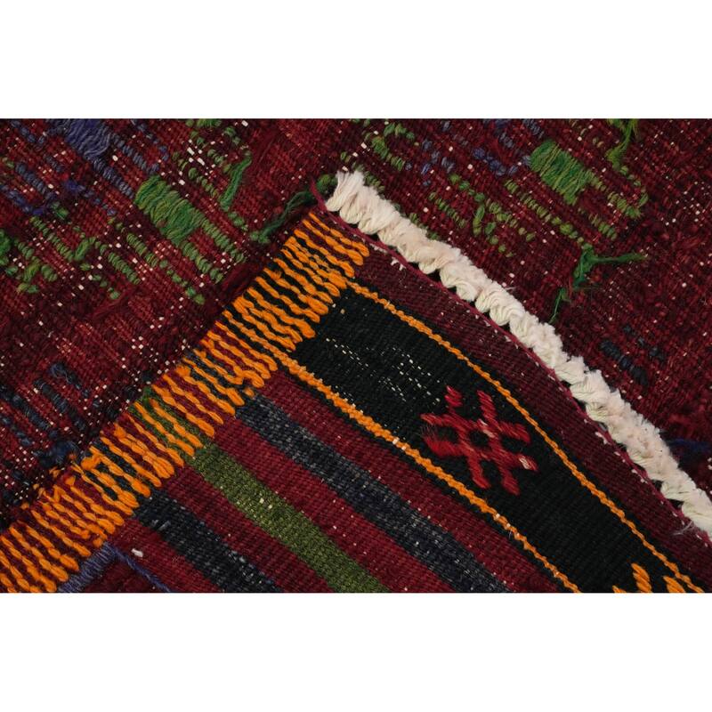 Hand Woven Oriental 100% Wool Carpet Southwestern Tribal Red Kilim Area Rug - 7' 11'' X 4' 10''