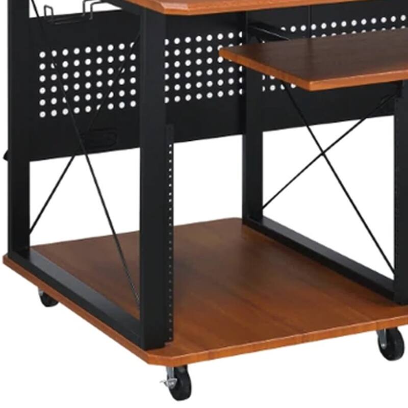 Mill 72 Inch Metal, Office and Writing Desk, Storage, Keyboard Tray, Brown