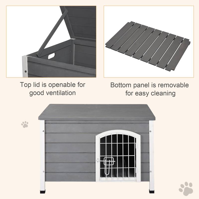 Wooden Decorative Dog Cage Dog Kennel with Lock Small Dog House with Openable Top Removable Bottom Dog Room