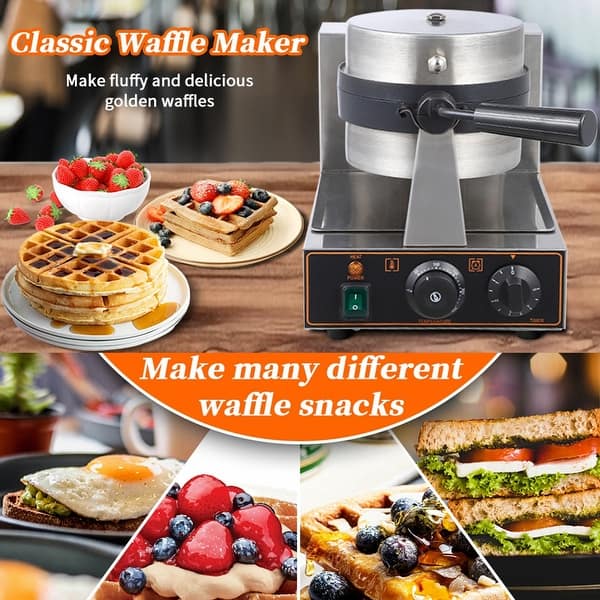 INTBUYING Electric Nonstick Round Belgian Waffle Baker Maker Machine
