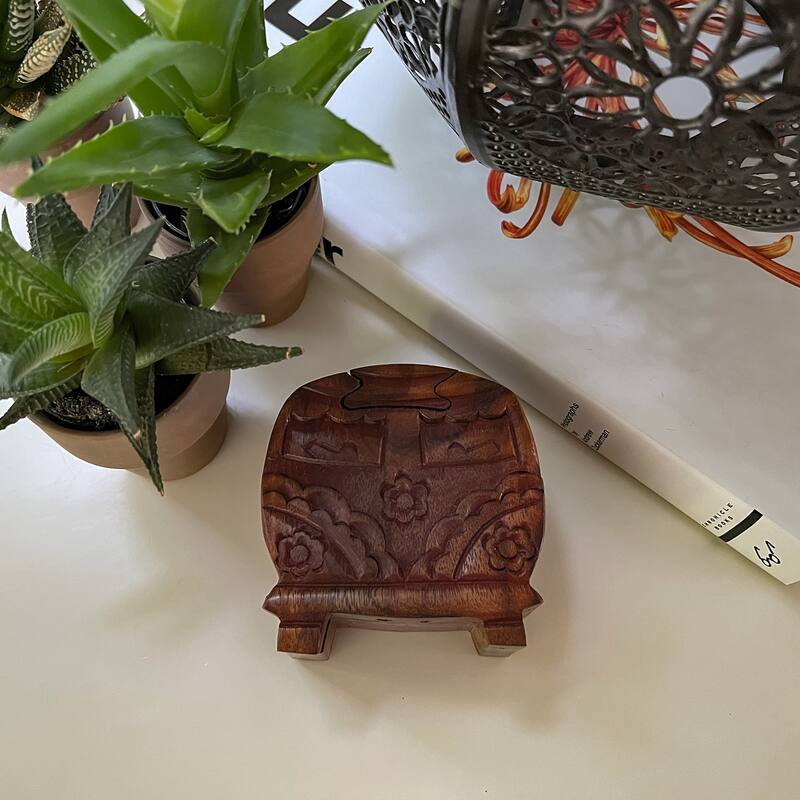 Handmade Retro Camper Van Sheesham Wood Puzzle Box