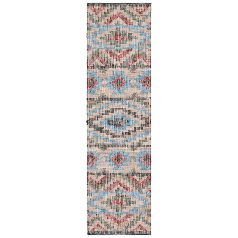 SAFAVIEH Flatweave Kilim Roser Jute Rug - 2'3" x 9' Runner - Natural/Red