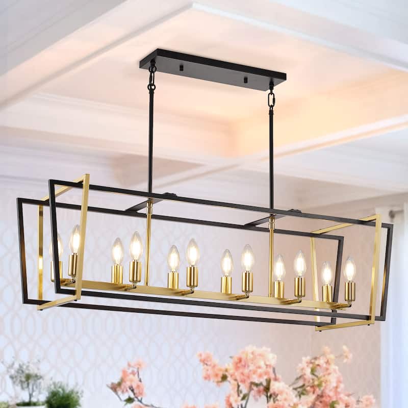 12 - Light Linear Candle Kitchen Island Pendant - Black&Gold