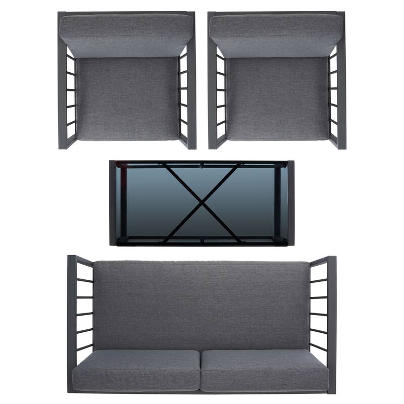 SAFAVIEH Outdoor Severa 4-Piece Living Set - 49W x 28D x 25H