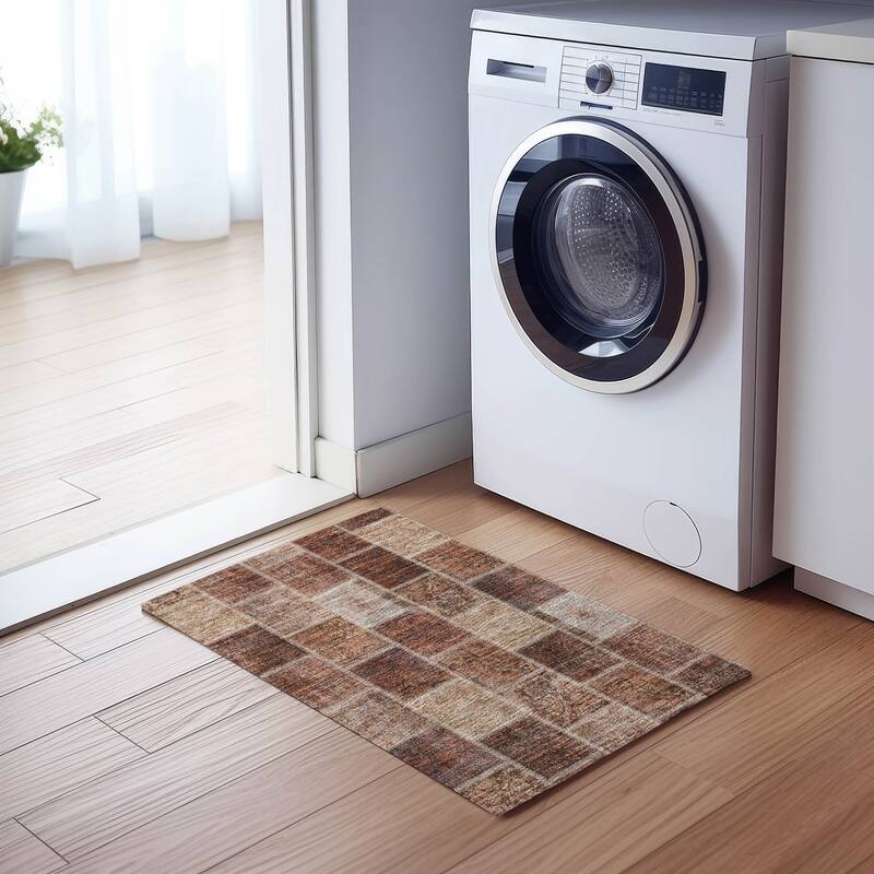 Machine Washable Indoor/ Outdoor Chantille Traditional Patchwork Rug