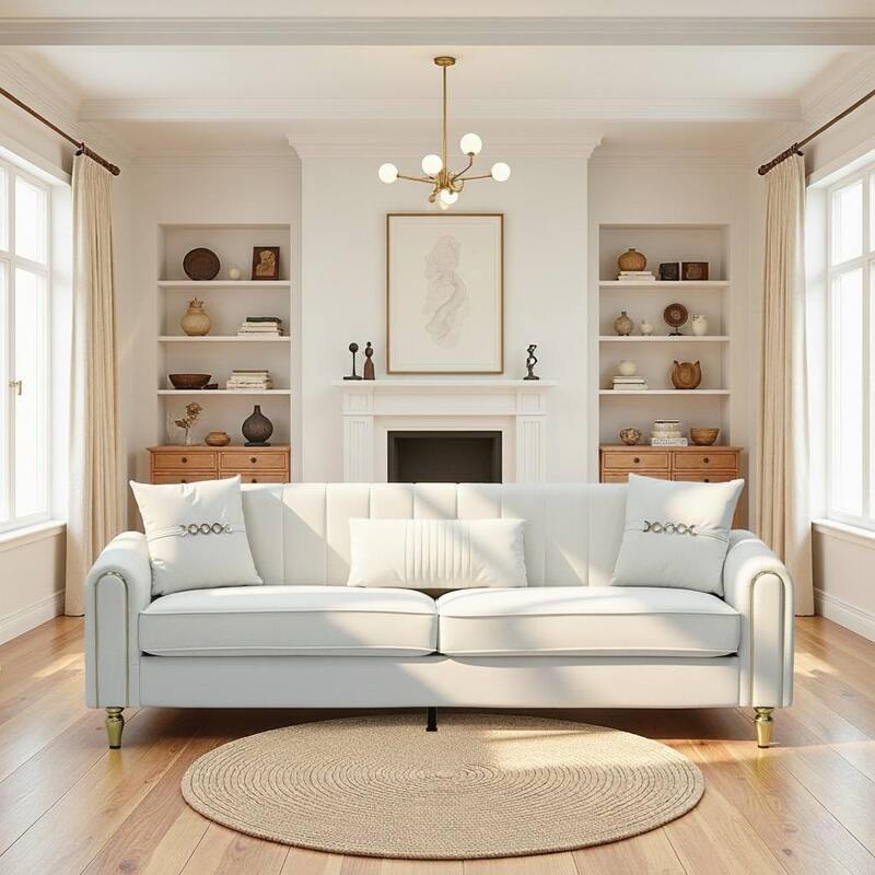 87.4" Luxury Loveseat Sofa with Metal Legs, Round Arms