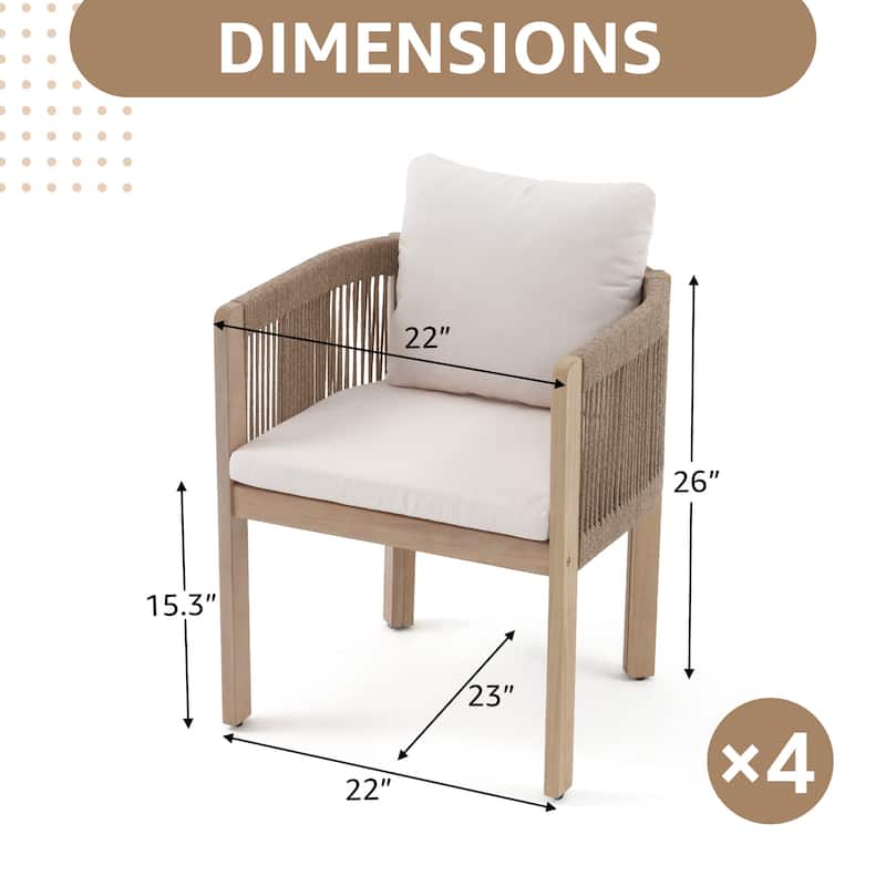 Outdoor Patio Dining Chair With Cushions (Set of 4)