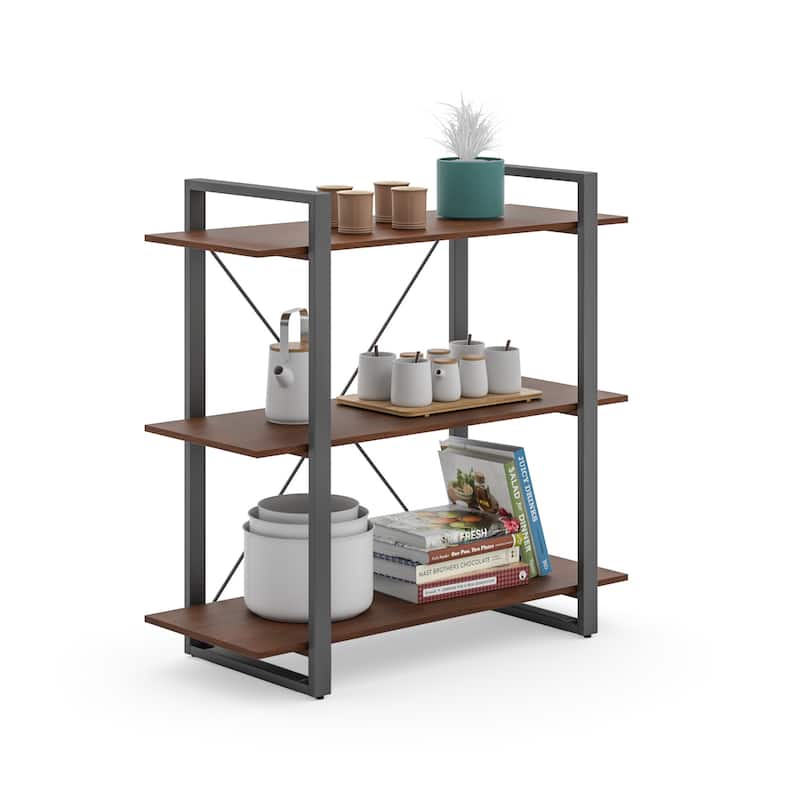 Homestyles Merge Brown Wood Three-Shelf Bookcase - 36' x 15' x 35'