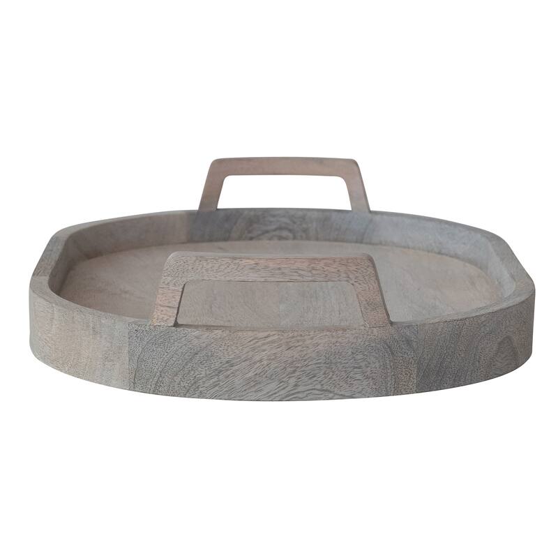 Mango Wood Tray with Handles - 18" L x 12" W x 3" H