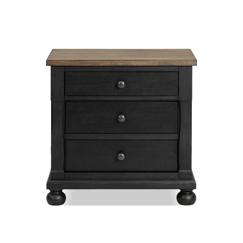 Furniture of America Lucan II 3-Piece Farmhouse Black Chest and 2 Nightstand Bedroom Set