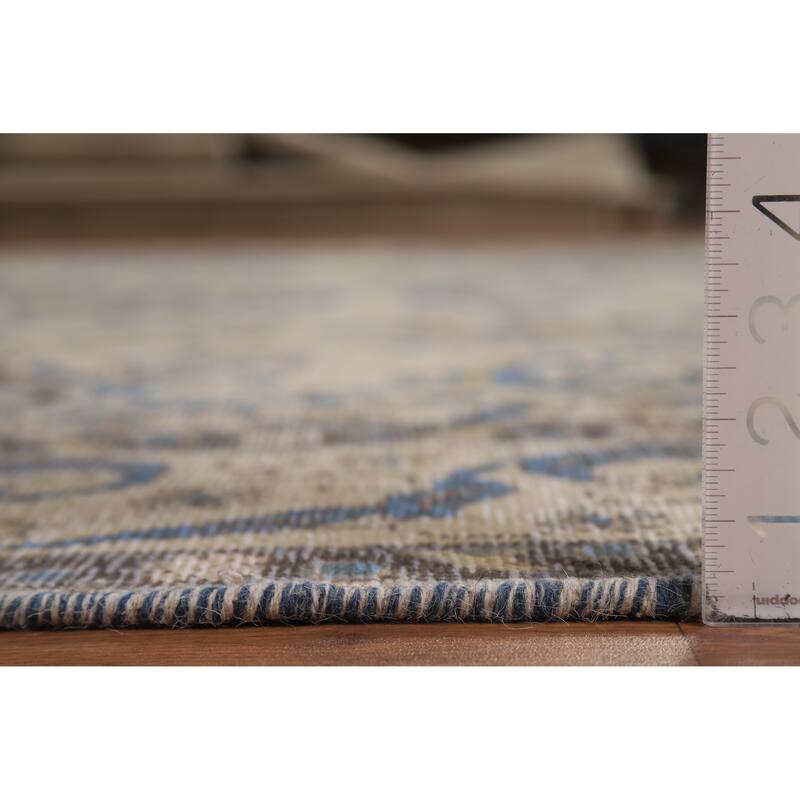 Tabriz Persian Area Rug Hand-Knotted Beige Floral Wool Carpet - 8'2"x 10'9"