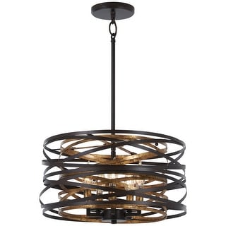 Minka Lavery Vortic Flow 5-Light Dark Bronze w/Mosaic Gold Interior Pendant