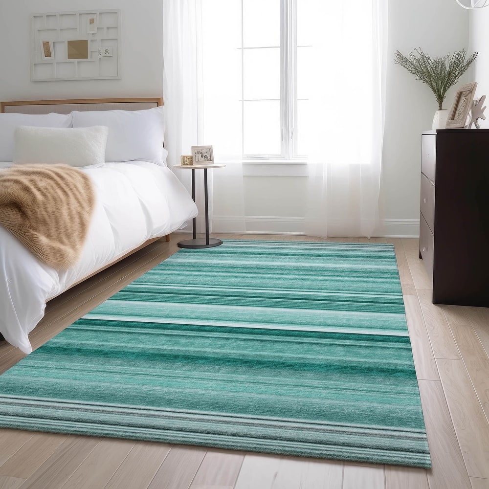 Premium Washable Super Soft Ombre Cabana Stripe Mayfield Rug