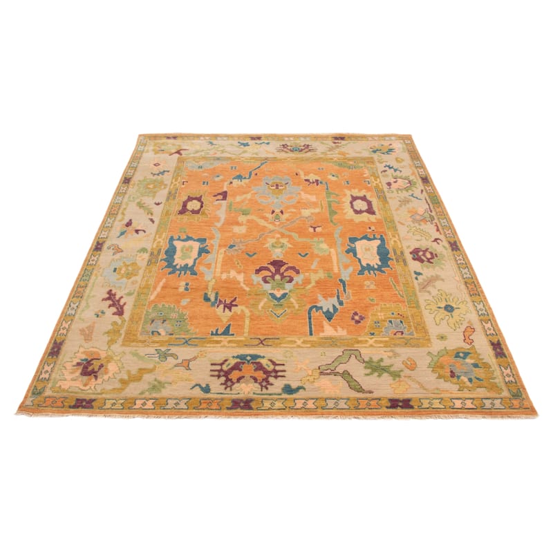 ECARPETGALLERY Hand-knotted Modern Oushak Copper Wool Rug - 7'10 x 9'10
