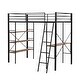preview thumbnail 12 of 10, Twin Metal Loft Bed with Desk & Shelves, Black - Space-Saving & Sturdy