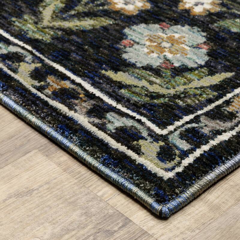 Style Haven Adalynn Bordered Floral Traditional Blue/Multi Area Rug