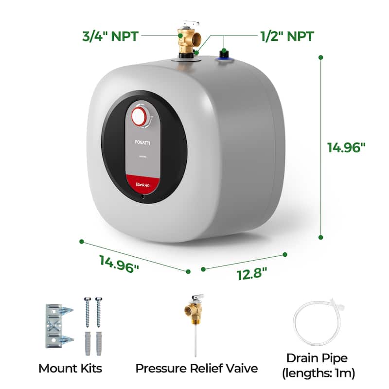 FOGATTI Electric Mini Tank Water Heater 4.0 Gallon - 4.0 Gallon