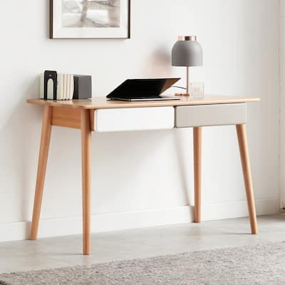 47'' Solid Wood Computer Desk with 2 Drawers for Home Office