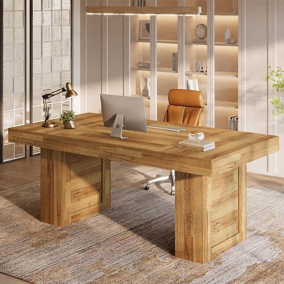 Large Executive Desk, Computer Desk, Home Office Writing Table, Conference Table Business Workstation for Working, Meeting