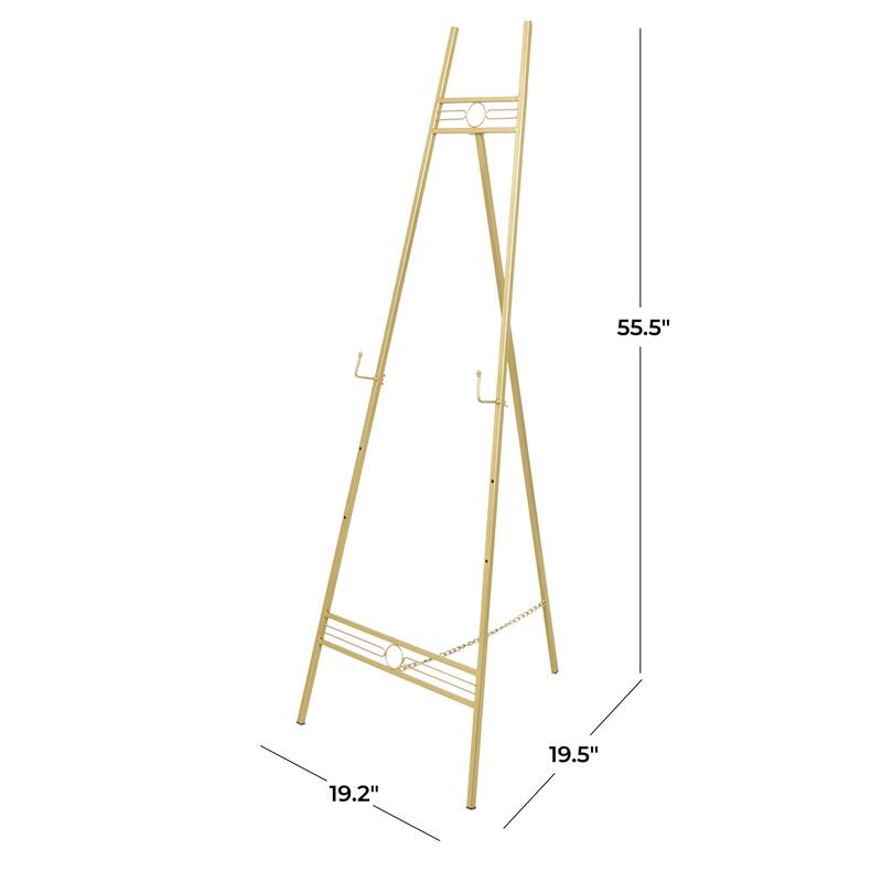 Metal Geometric Tall Adjustable 3 Tier Display Easel with Chain Support - Black or Gold - Roche River Decor