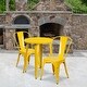 preview thumbnail 2 of 2, Offex Commercial 24" Round Yellow Metal Table Set with 2 Cafe Chairs - 24"W x 24"D x 29"H