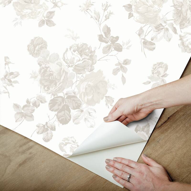LoveShackFancy Everblooming Rosettes Dove Peel and Stick Wallpaper