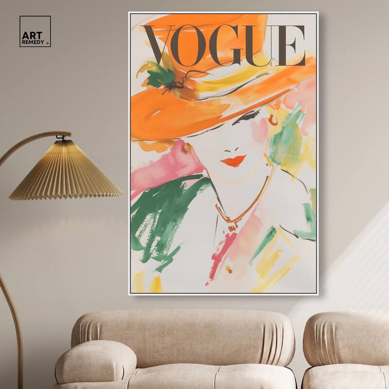 Woman in Hat Cover Canvas by Art Remedy