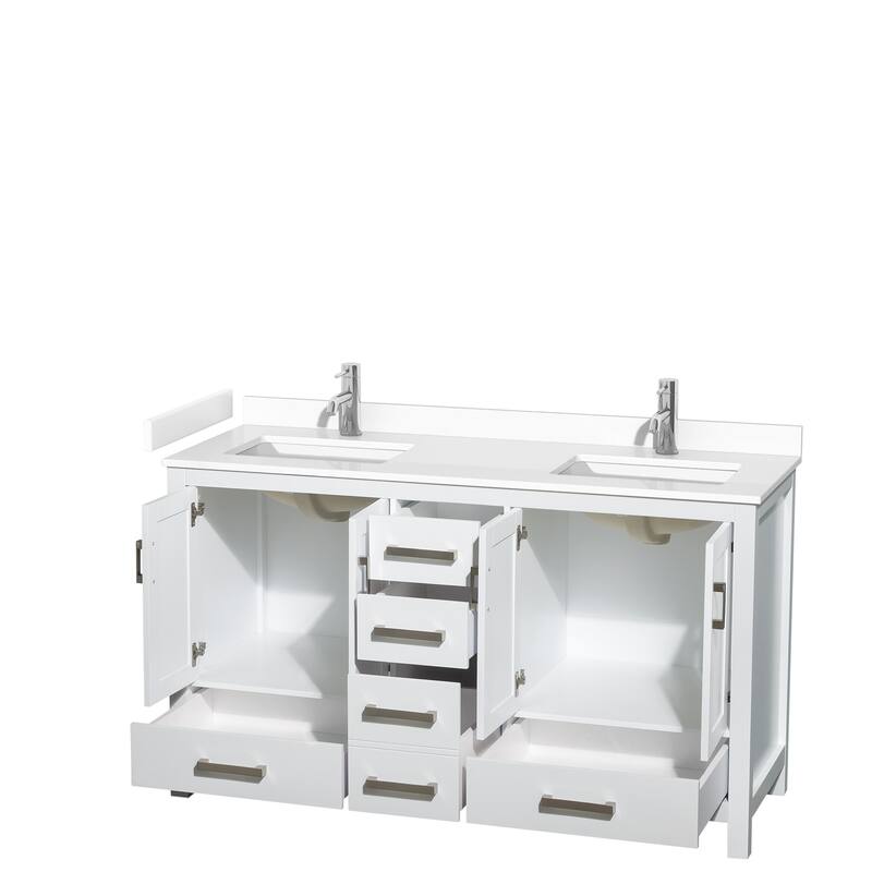 Sheffield Double Bathroom Vanity Set, Cultured Top, No Mirror