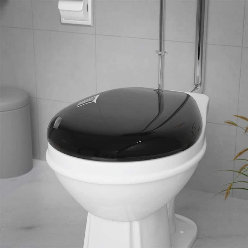 Black Plastic Round Toilet Seat Slow Close Toilet Seat with Adjustable Mounting Hardware (Set of 2)